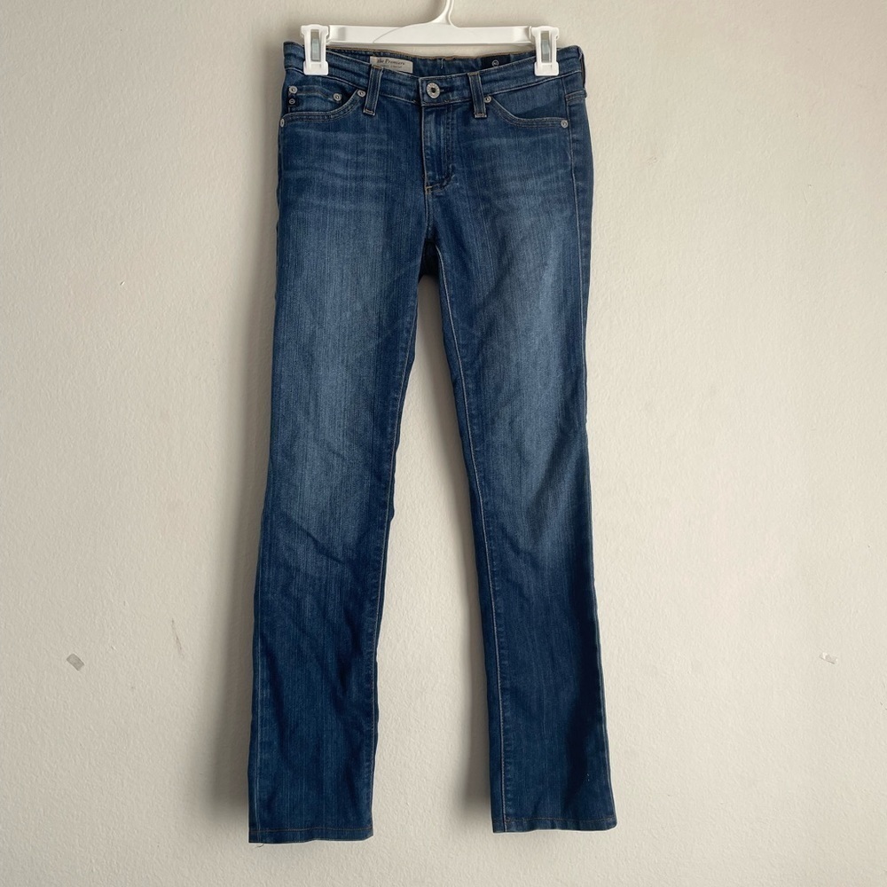 Adriano Goldschmeid AG Denim Premiere straight leg medium wash denim blue jeans